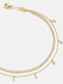 Tina 18K Gold Vermeil Layered Anklet - Gold/Pavé
