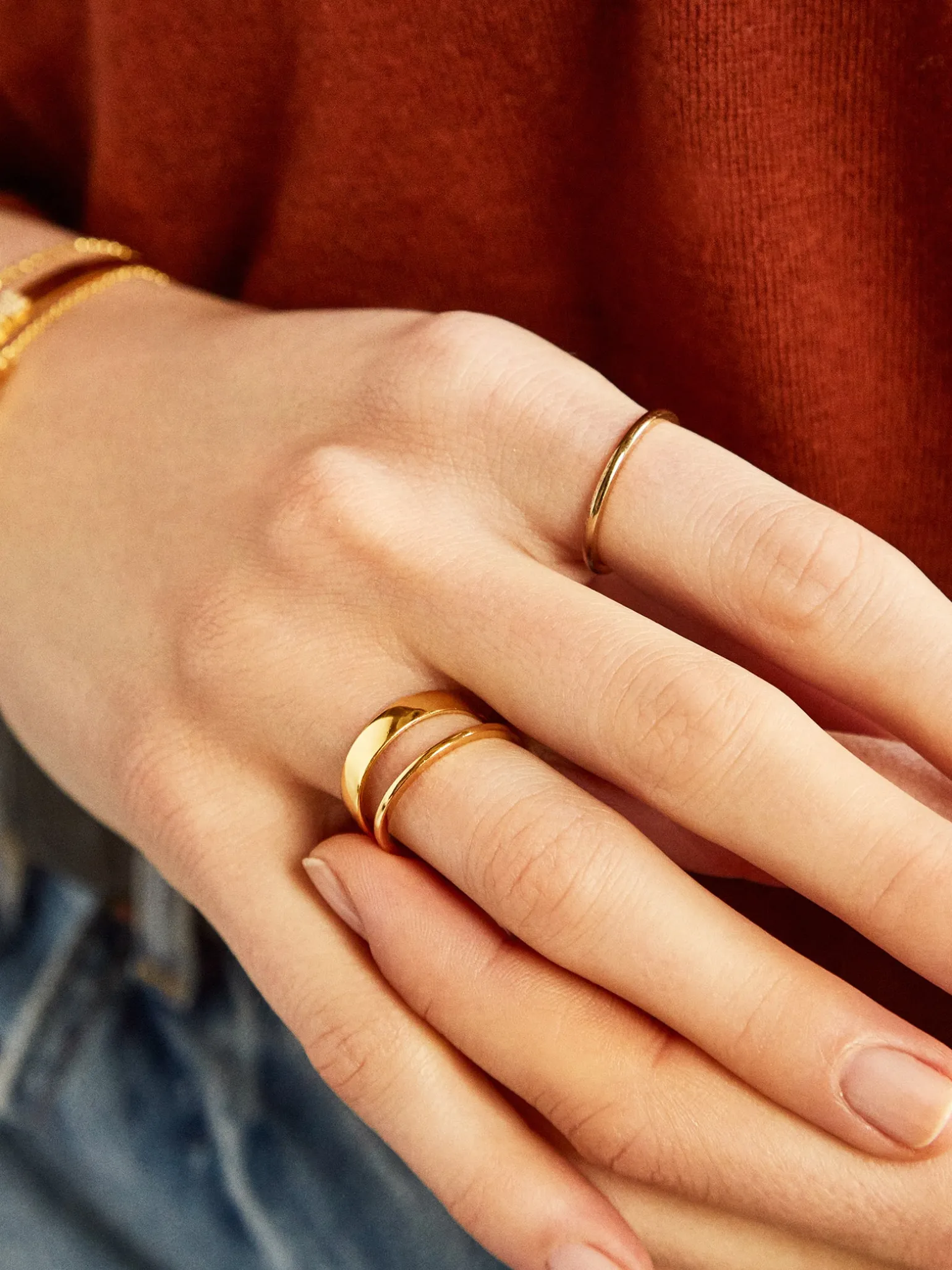 Tris 18K Gold Vermeil Ring Set - Gold