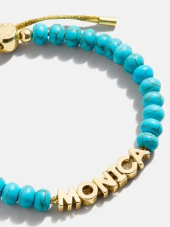 Turquoise Custom Nameplate Bracelet - Gold/Turquoise
