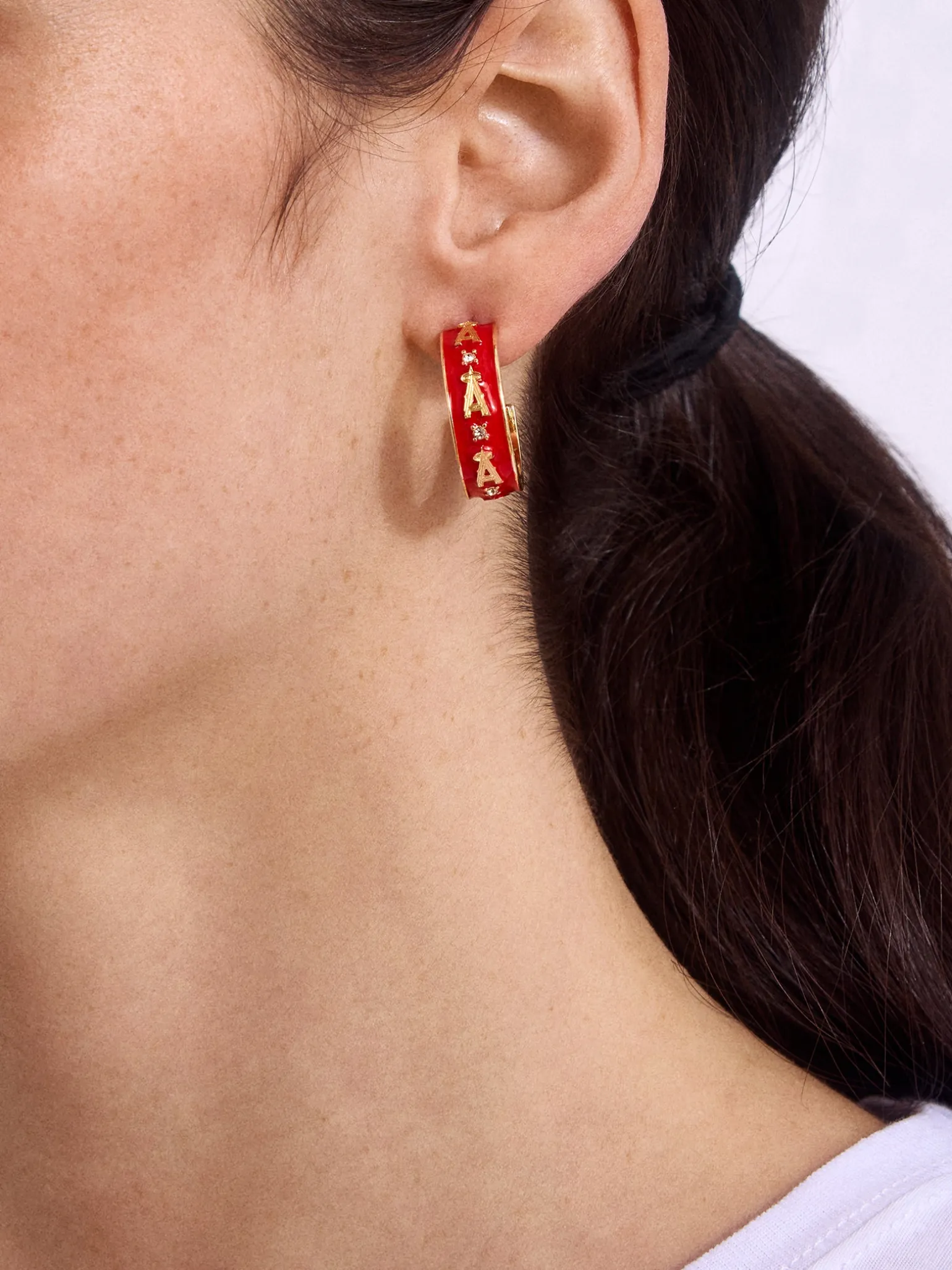 WEAR By Erin Andrews X BaubleBar Los Angeles Angels Enamel Hoop Earrings - Los Angeles Angels