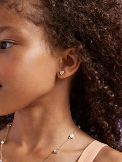 Whole Lotta Heart 18K Gold Vermeil Kids' Earrings - Pavé Heart