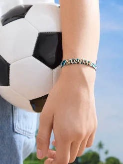 Woven Kids' Custom Friendship Bracelet - Blue/Black Stripe