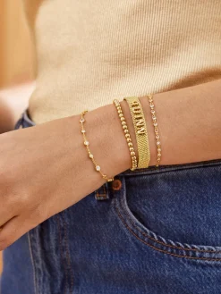 Woven Metallic Custom Friendship Bracelet - Metallic Gold Stripes