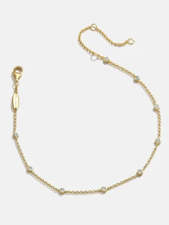 Yasmine 18K Gold Vermeil Anklet - Gold/Pavé