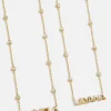 Yasmine 18K Gold Vermeil Custom Nameplate Necklace - Gold/Pavé
