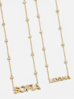 Yasmine 18K Gold Vermeil Custom Nameplate Necklace - Gold/Pavé