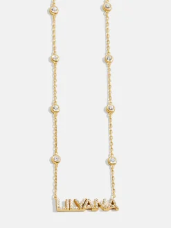 Yasmine 18K Gold Vermeil Custom Nameplate Necklace - Gold/Pavé