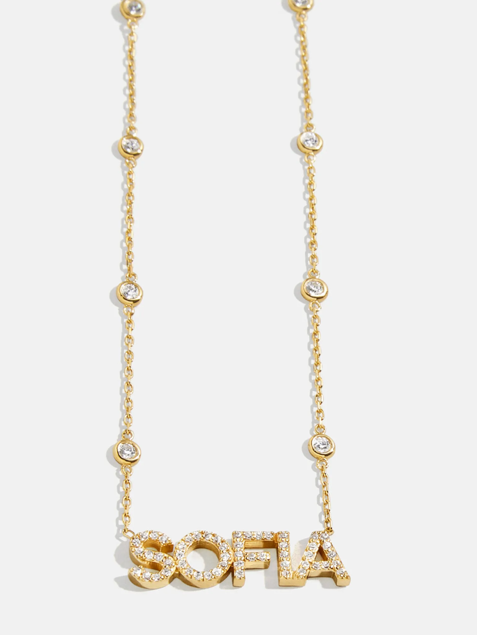 Yasmine 18K Gold Vermeil Custom Nameplate Necklace - Gold/Pavé