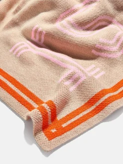 Your Name In Stripes Custom Blanket - Tan / Pink